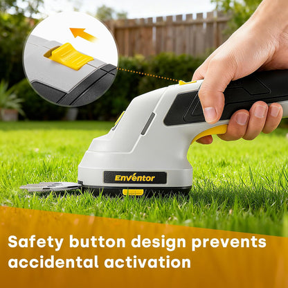 Enventor Cordless Grass Shears with 2 Blades, 7.4 V, 2000 mAh Rechargeable