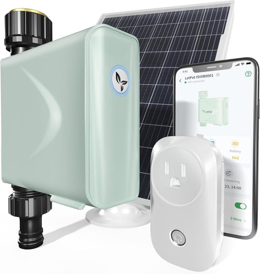 Smart WiFi Water Timer for Garden Hose Faucet, [Solar-Powered 365Days Uninterrupted Power] Sprinkler Timer Outdoor Programmable,WiFi Hub & Type-C & 5W 6000mAh Portable Solar Panels