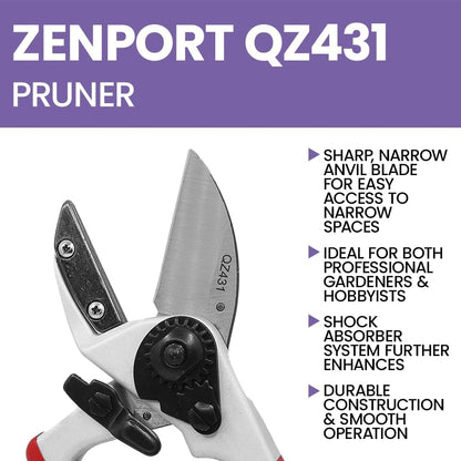 QZ431 Anvil Professional Pruner, 1-Inch Cut, 8.3-Inch Long