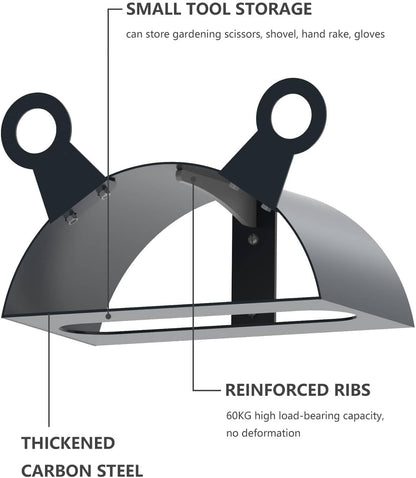 Garden Hose Holder Stand for Outside with Tool Organizer Heavy Duty Thickened Carbon Steel (Deep Grey, Without Faucet)