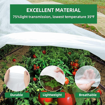 Plant Covers Freeze Protection, 10 ft x 50 ft Floating Row Cover, 1.1oz/yd² Garden Fabric Frost Cloth Blankets for Outdoor Plant Winter Protection