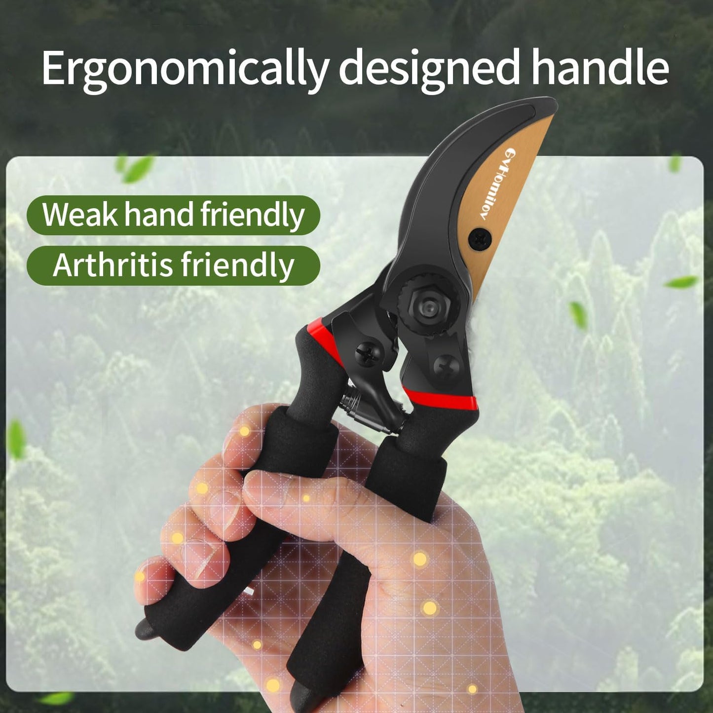 8.5 Inch SK5 Sharp Blade Bypass Heavy Duty Gardening Pruning Shears