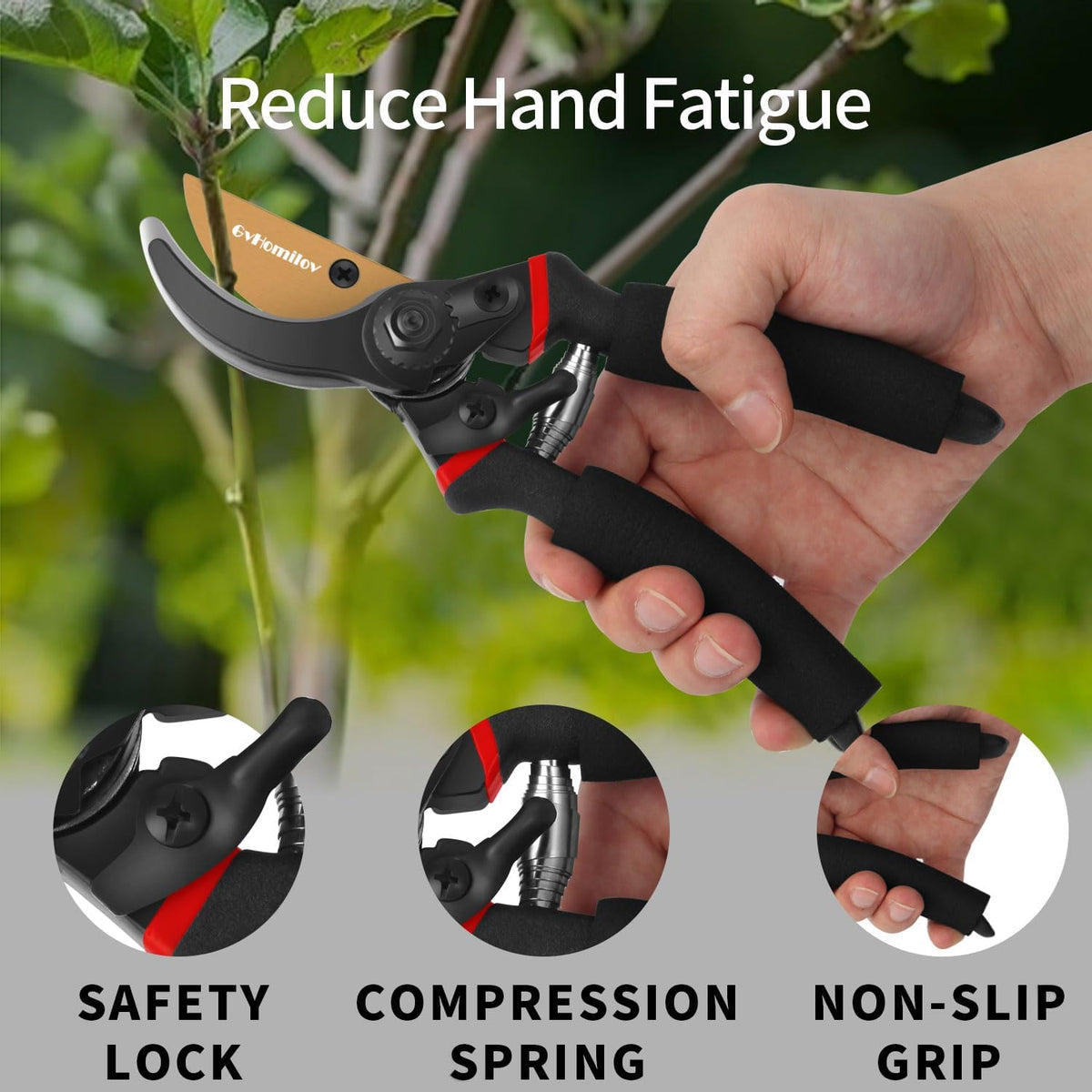 8.5 Inch SK5 Sharp Blade Bypass Heavy Duty Gardening Pruning Shears