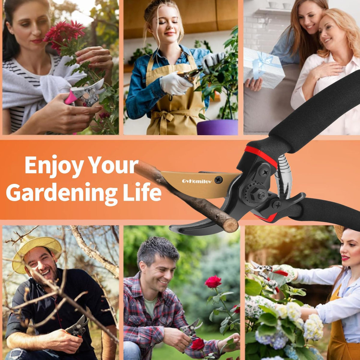 8.5 Inch SK5 Sharp Blade Bypass Heavy Duty Gardening Pruning Shears
