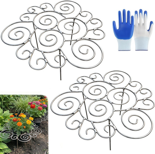 2026 New Peony Cages and Supports, Metal Plant Support Ring for Garden, Indoor Pots, Flower Hoop for Upright Growth and Protection (1, M（15.9" x 15.9"）* 2)