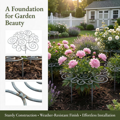 2026 New Peony Cages and Supports, Metal Plant Support Ring for Garden, Indoor Pots, Flower Hoop for Upright Growth and Protection (1, M（15.9" x 15.9"）* 2)