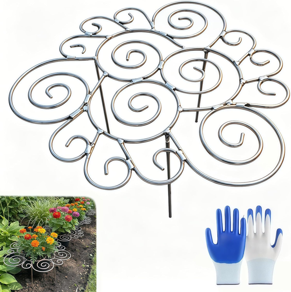 2026 New Peony Cages and Supports, Metal Plant Support Ring for Garden, Indoor Pots, Flower Hoop for Upright Growth and Protection (1, M（15.9" x 15.9"）* 2)