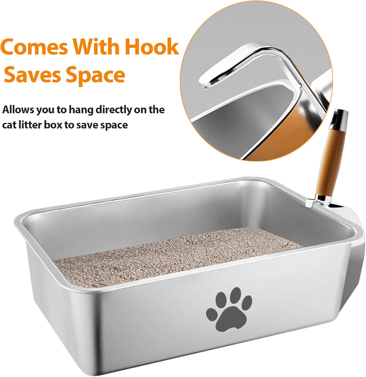 Cat Litter Scoop, Litter Scoop with Wide Slats, Litter Sifter Scoop with Hollow Grid for Pine Pellets, Easy Sifting, ABS Plastic Litter Scoop for Cats