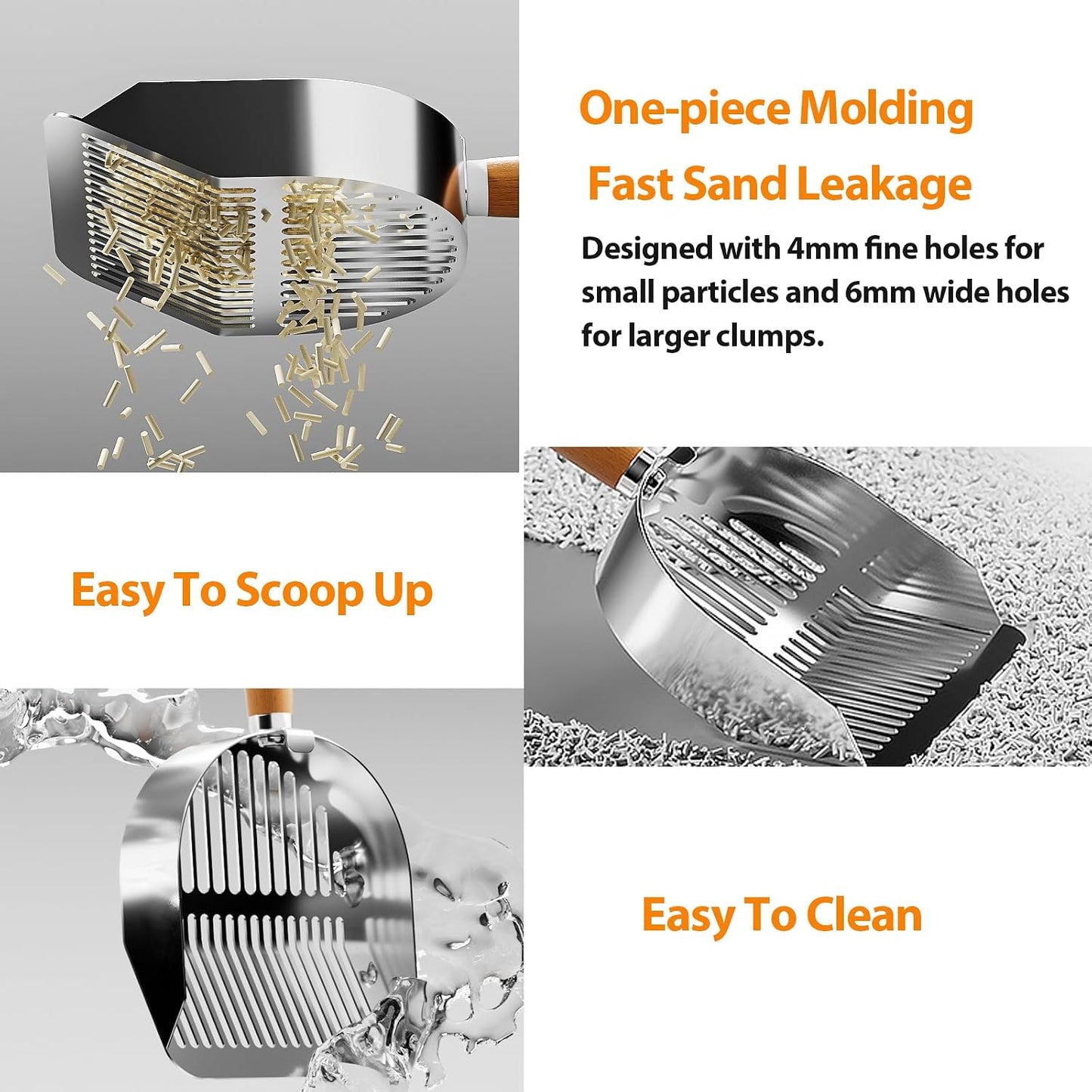 Cat Litter Scoop, Litter Scoop with Wide Slats, Litter Sifter Scoop with Hollow Grid for Pine Pellets, Easy Sifting, ABS Plastic Litter Scoop for Cats