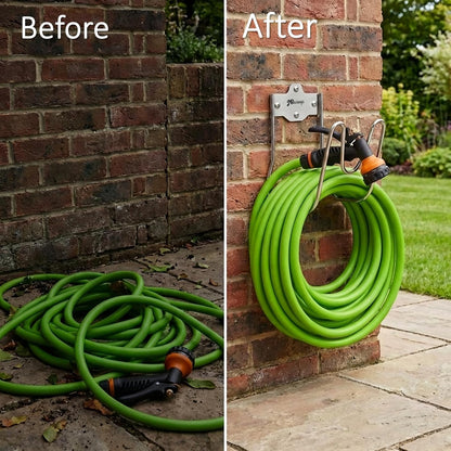 Garden Water Hose Holders for Outside wall Mount - Silver SUS304 Garden Hose Hangers, Hose Hanger Hose Hooks for Water Hose, Extension Cords