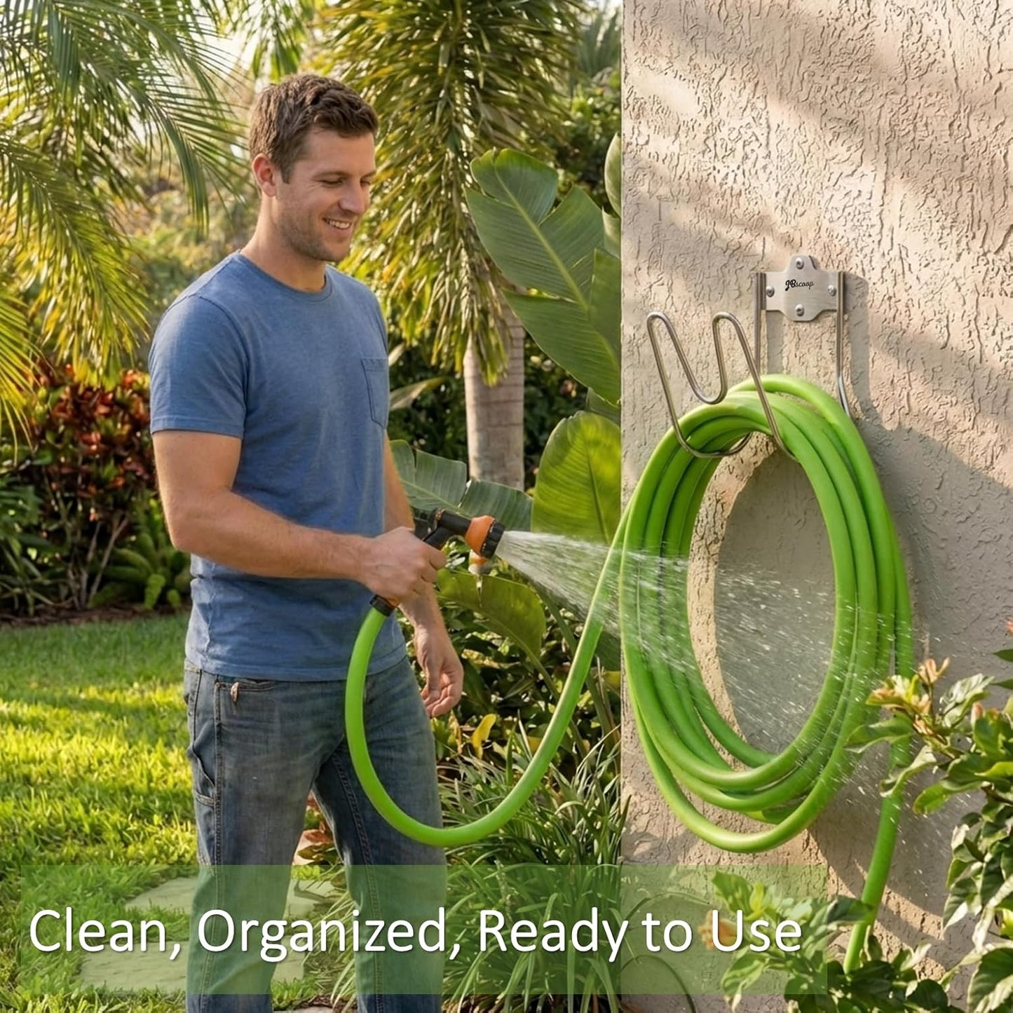 Garden Water Hose Holders for Outside wall Mount - Silver SUS304 Garden Hose Hangers, Hose Hanger Hose Hooks for Water Hose, Extension Cords