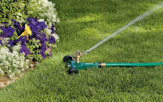 56186N Lawn and Garden 1/2-Inch Brass Impact Sprinkler with Metal Wheel Base