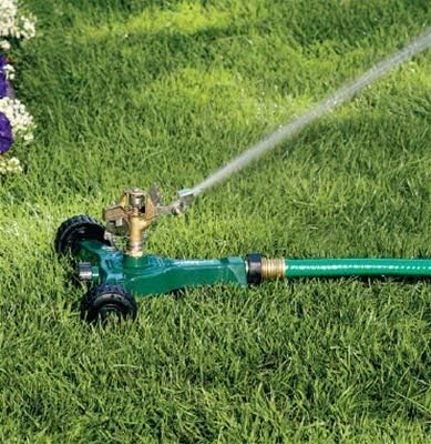 56186N Lawn and Garden 1/2-Inch Brass Impact Sprinkler with Metal Wheel Base