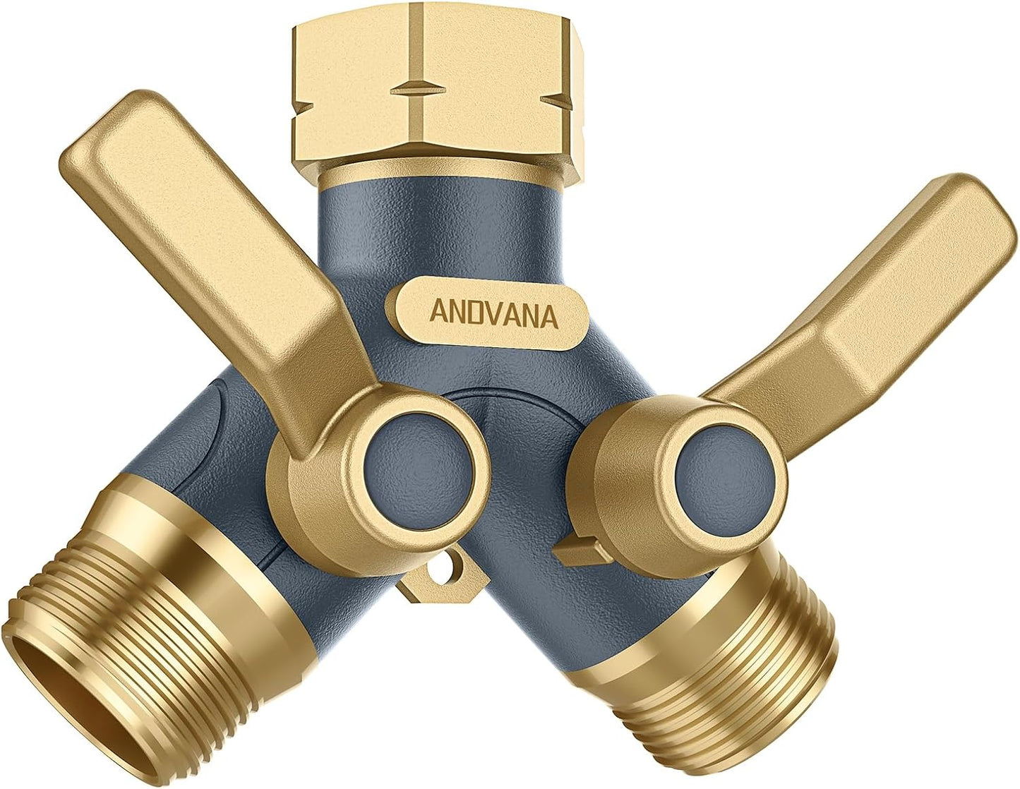 Hose Splitter 2 Way Heavy Duty, Garden Hose Splitter- Full Metal Body Y Type with Dual Shut Off Valves, 3/4" Standard Threads, Leak-Proof Dual Outlet Splitter for Sprinklers and Irrigation Systems