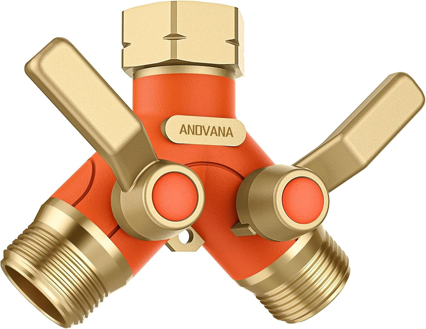 Hose Splitter 2 Way Heavy Duty, Garden Hose Splitter- Full Metal Body Y Type with Dual Shut Off Valves, 3/4" Standard Threads, Leak-Proof Dual Outlet Splitter for Sprinklers and Irrigation Systems