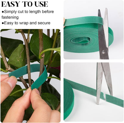 Plant Tape, 6 Roll 196 Ft Green Garden Tape, Adjustable Twist Ties for Plants Support 1/2", Reusable Garden Ties for Climbing Plants, Gardening Tape for Outdoor Indoor Plants