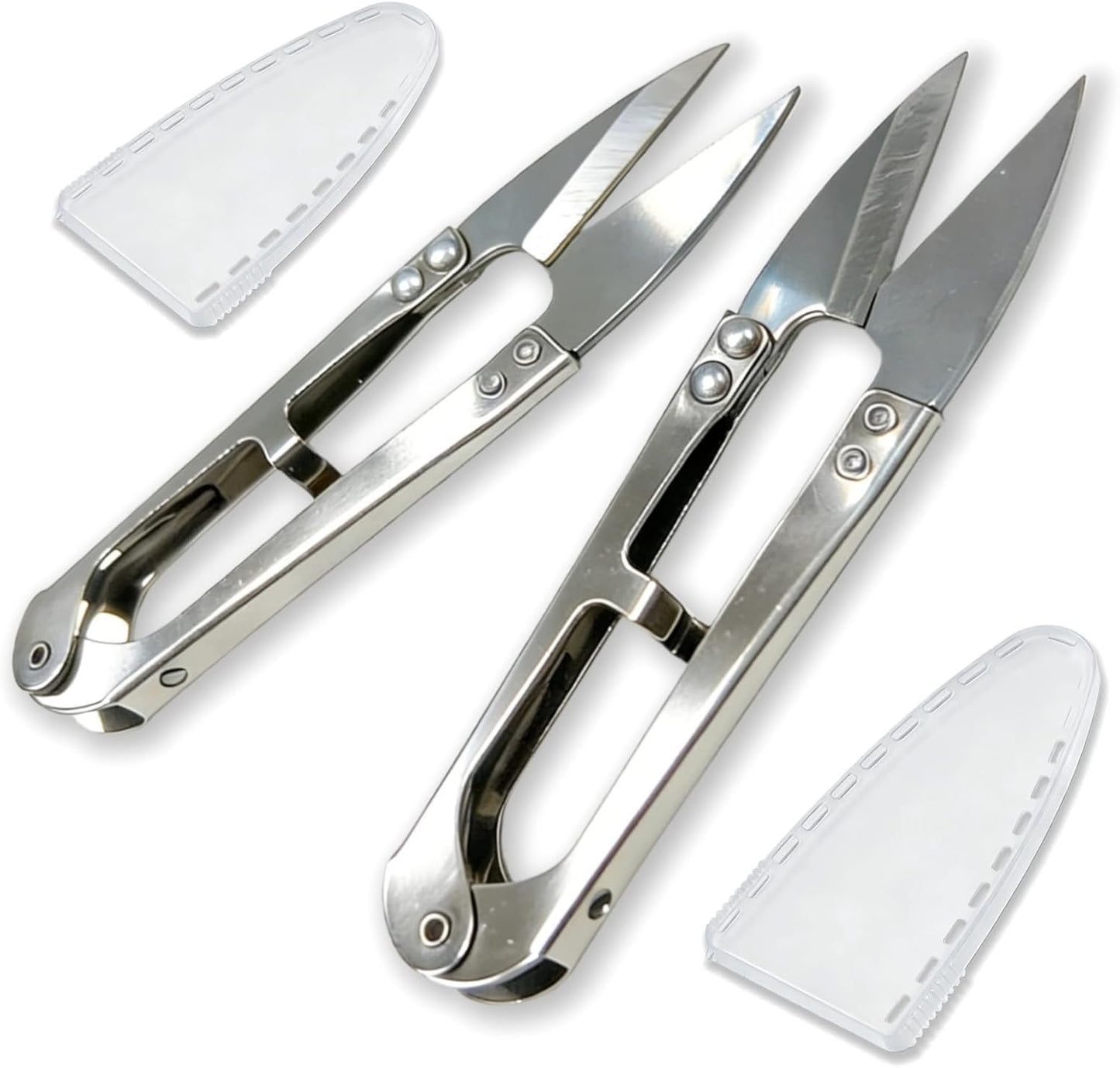 2-Pack Bonsai Pruning Shears, 4.1" Stainless Steel Spring-Loaded Precision Snips with Blade Covers for Buds, Herbs, Flowers, Sewing & Crafts