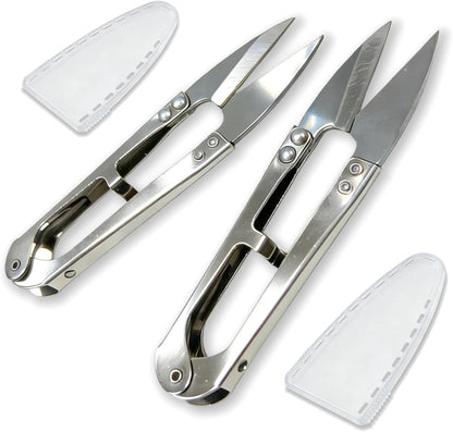2-Pack Bonsai Pruning Shears, 4.1" Stainless Steel Spring-Loaded Precision Snips with Blade Covers for Buds, Herbs, Flowers, Sewing & Crafts