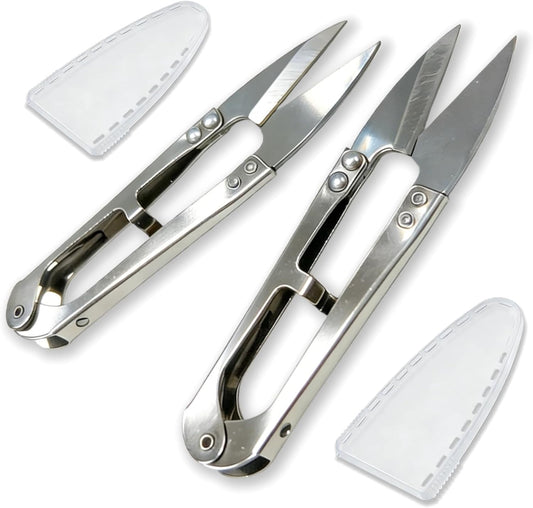 2-Pack Bonsai Pruning Shears, 4.1" Stainless Steel Spring-Loaded Precision Snips with Blade Covers for Buds, Herbs, Flowers, Sewing & Crafts