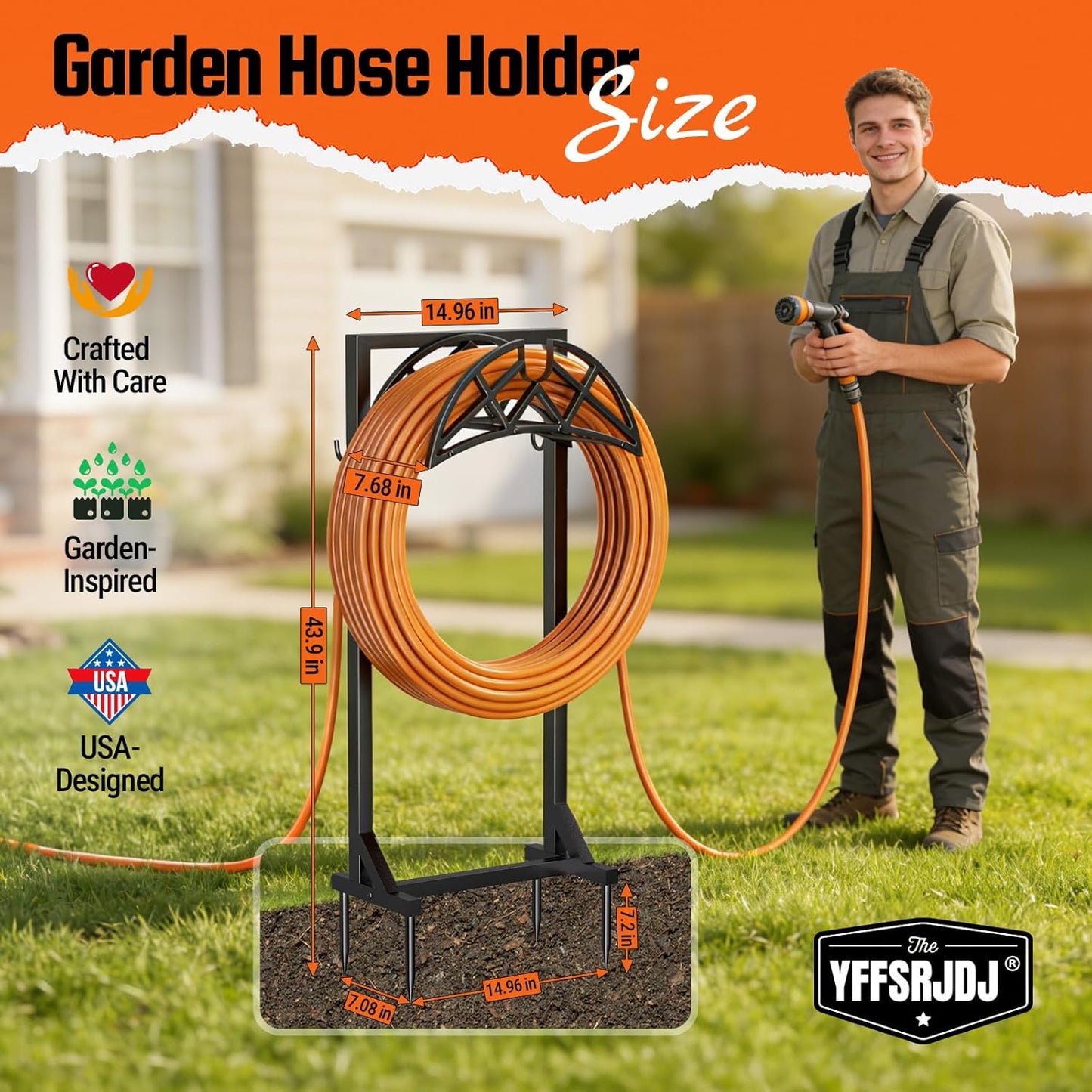 Garden Hose Reel, Heavy Duty Water Hose Holder for Outside