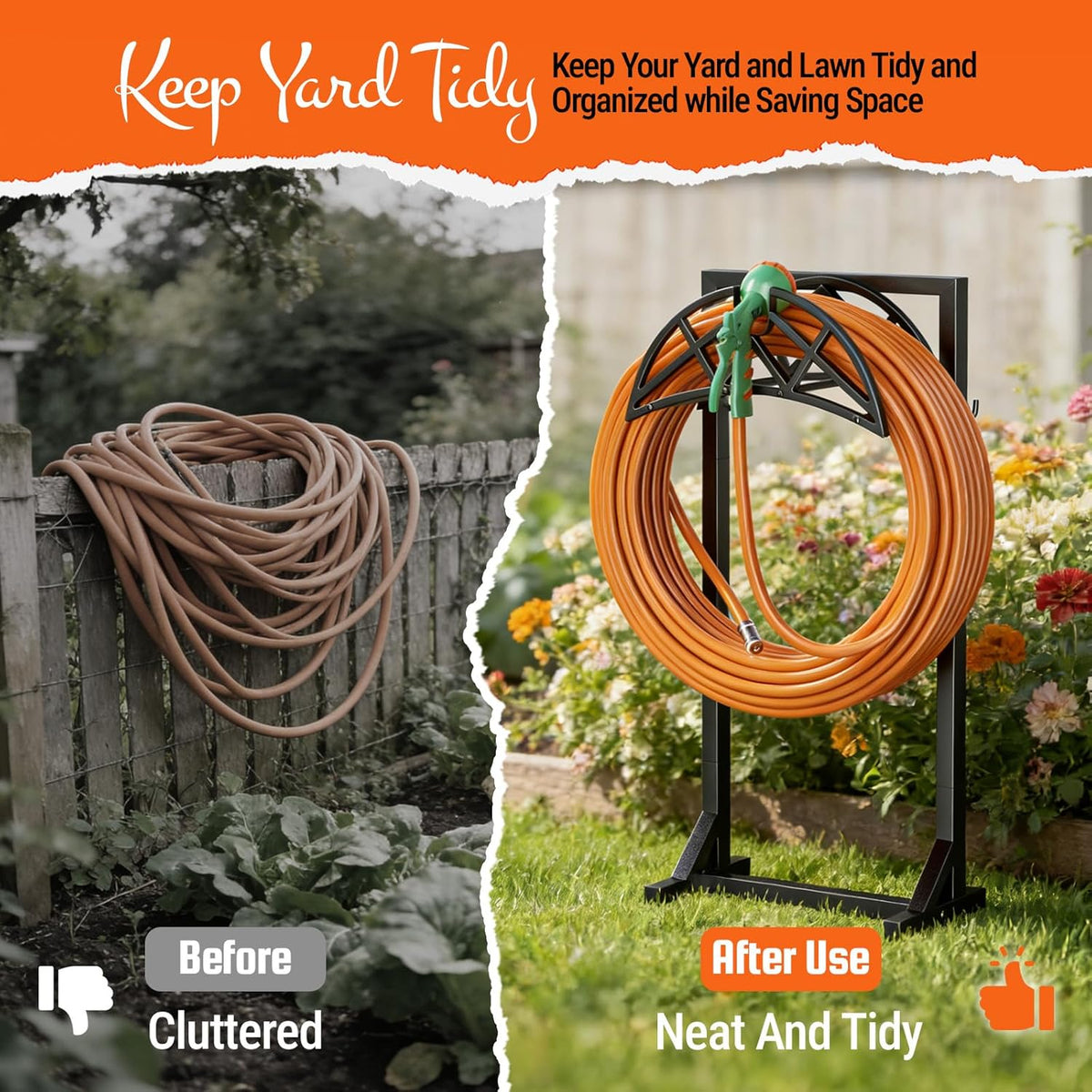 Garden Hose Reel, Heavy Duty Water Hose Holder for Outside