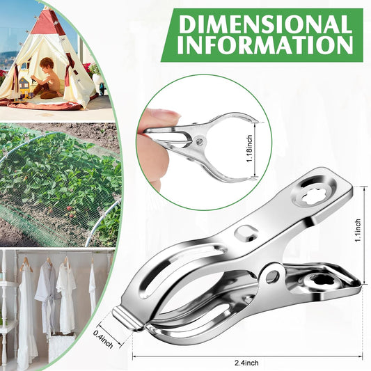 200 Pcs Garden Clips 2 Inch Stainless Steel Small Greenhouse Clamps for Netting Shade Cloth Clips Bulk Plant Metal Spring Clamps Grip for Garden Hoops PVC Plant Cover