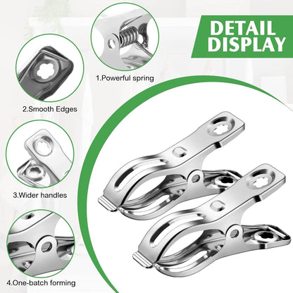 200 Pcs Garden Clips 2 Inch Stainless Steel Small Greenhouse Clamps for Netting Shade Cloth Clips Bulk Plant Metal Spring Clamps Grip for Garden Hoops PVC Plant Cover