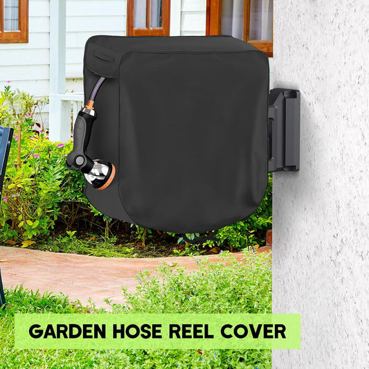 Garden Hose Reel Cover Weatherproof – Oxford Cloth Retractable Hose Reel Cover, Waterproof & Sun Protection, 23.6×17.7×23.6 Inch Unfold, with Storage Bag – Black