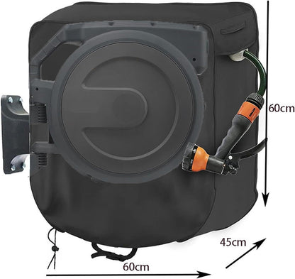 Garden Hose Reel Cover Weatherproof – Oxford Cloth Retractable Hose Reel Cover, Waterproof & Sun Protection, 23.6×17.7×23.6 Inch Unfold, with Storage Bag – Black