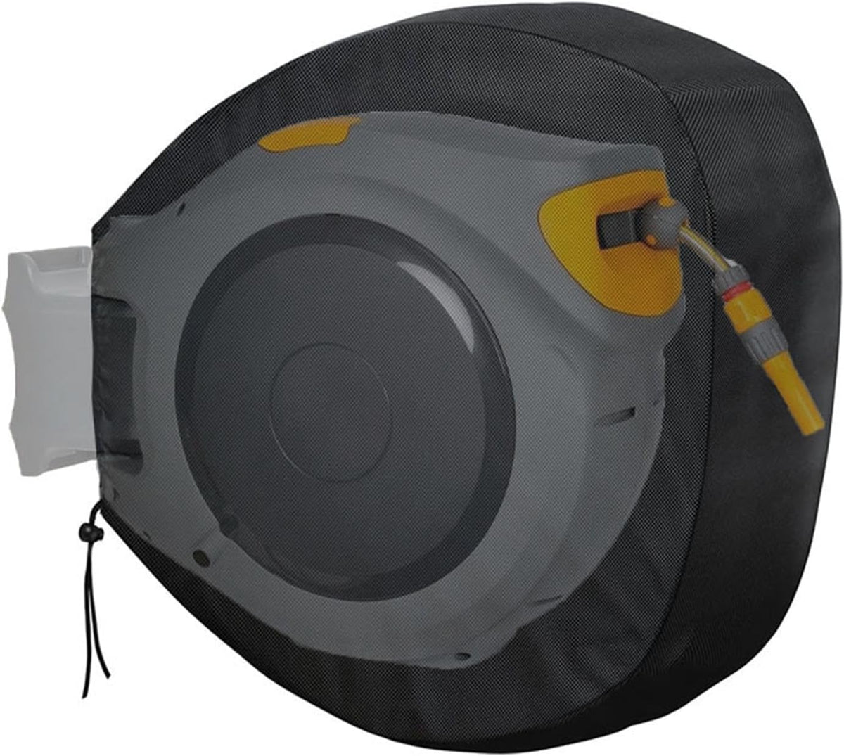Garden Hose Reel Cover Weatherproof – Oxford Cloth Retractable Hose Reel Cover, Waterproof & Sun Protection, 23.6×17.7×23.6 Inch Unfold, with Storage Bag – Black