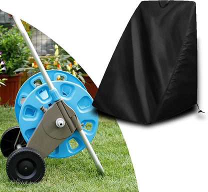 Garden Hose Reel Cover Weatherproof – Oxford Cloth Retractable Hose Reel Cover, Waterproof & Sun Protection, 23.6×17.7×23.6 Inch Unfold, with Storage Bag – Black