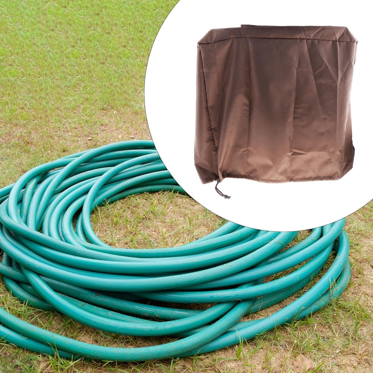 Garden Hose Reel Cover Weatherproof – Oxford Cloth Retractable Hose Reel Cover, Waterproof & Sun Protection, 23.6×17.7×23.6 Inch Unfold, with Storage Bag – Black