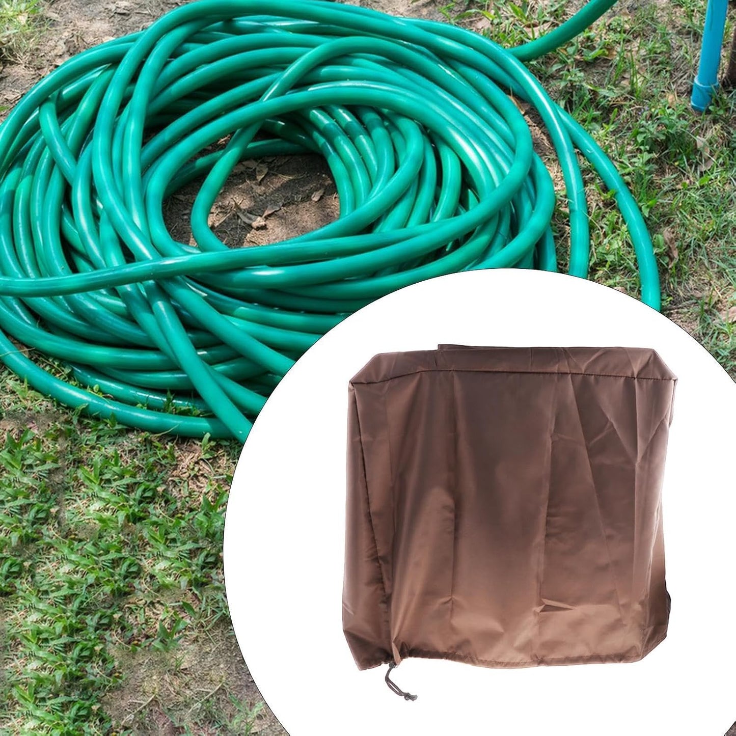 Garden Hose Reel Cover Weatherproof – Oxford Cloth Retractable Hose Reel Cover, Waterproof & Sun Protection, 23.6×17.7×23.6 Inch Unfold, with Storage Bag – Black