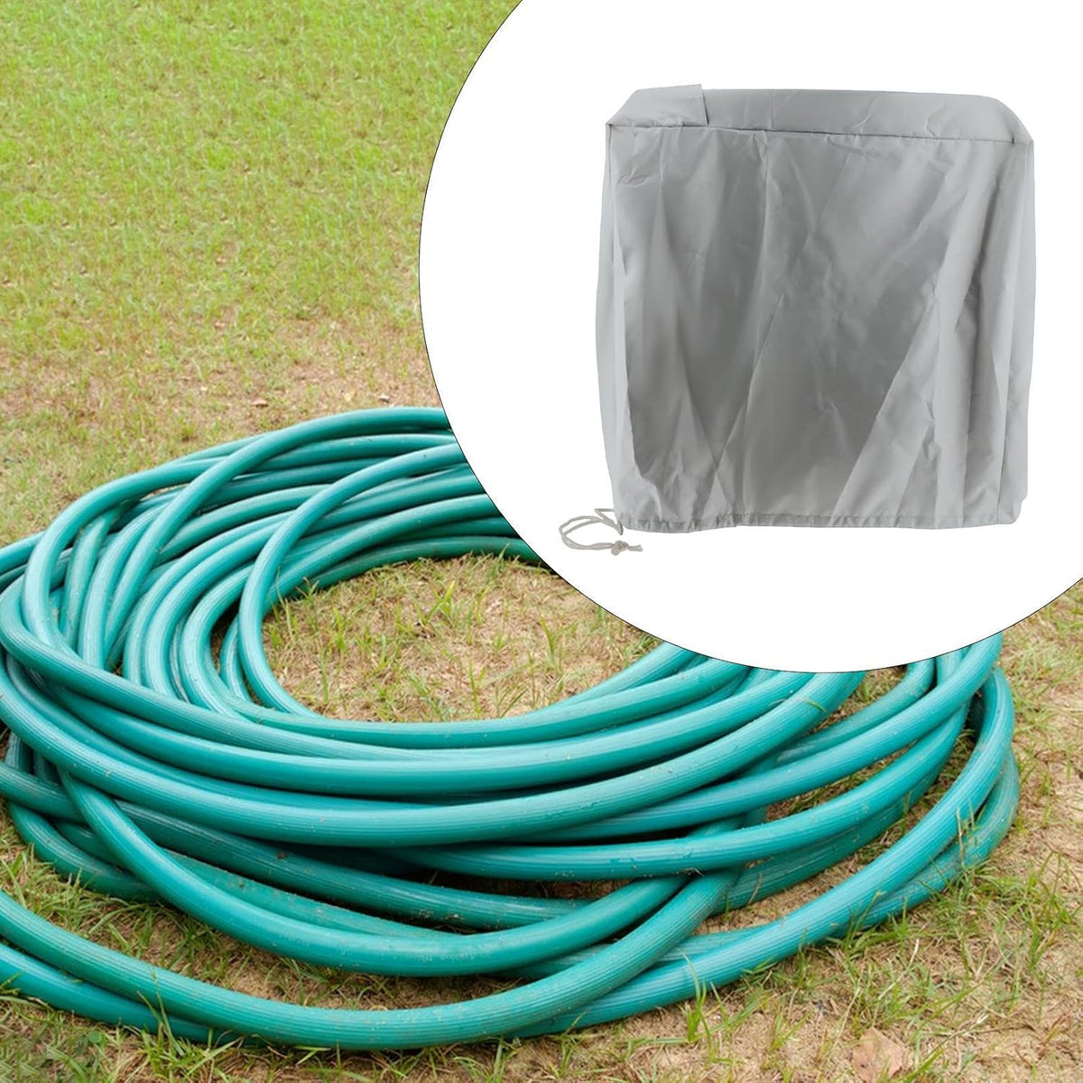 Garden Hose Reel Cover Weatherproof – Oxford Cloth Retractable Hose Reel Cover, Waterproof & Sun Protection, 23.6×17.7×23.6 Inch Unfold, with Storage Bag – Black