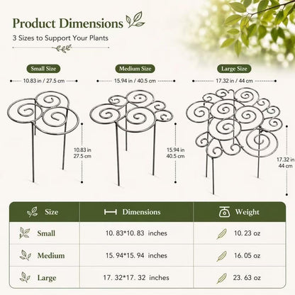 Metal Plant Support Ring for Garden, Heavy Duty Green Flower Hoop with Gardening Gloves, Peony Cage Stand for Outdoor Beds Indoor Pots, Grow Through Trellis 3 Sizes (1PC, Medium (16in Diameter))