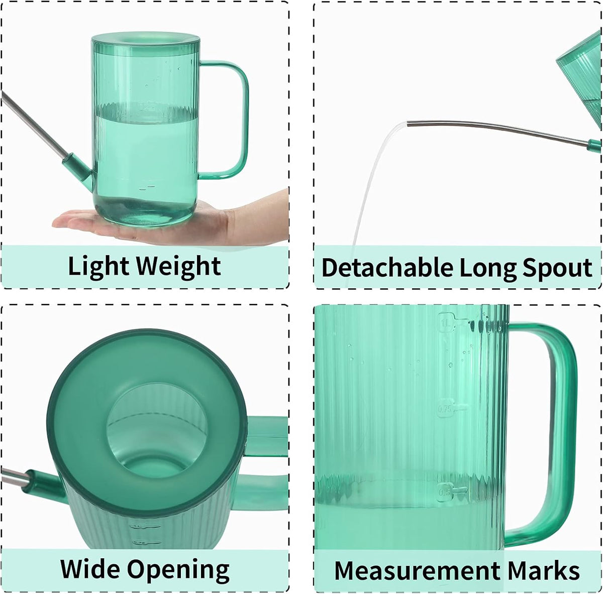 Watering Can Indoor Plants - Plant Watering Can 34 OZ, Long Spout Small Watering Can for House Plants Garden Potted Flowers with Spray Bottle, Squeeze Bottle Green