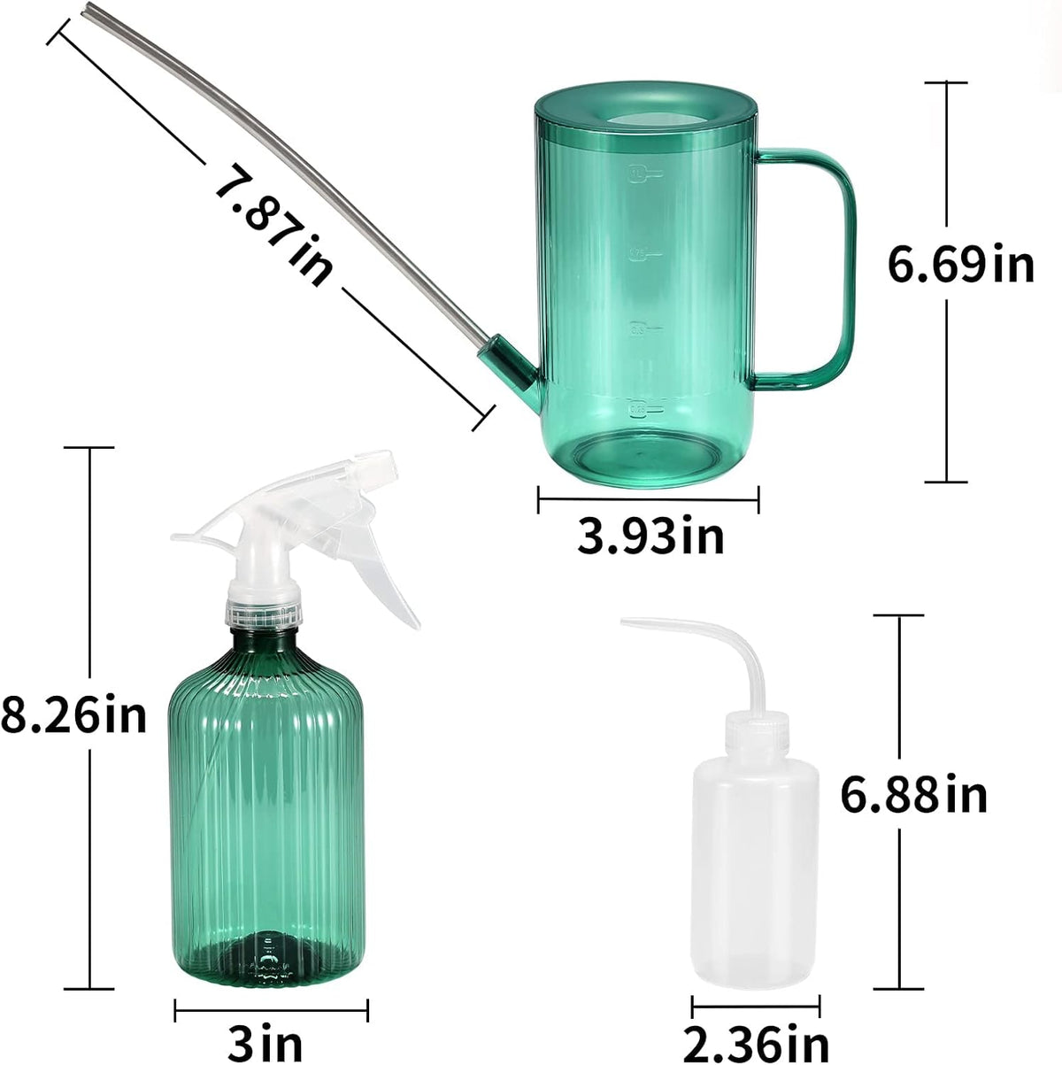 Watering Can Indoor Plants - Plant Watering Can 34 OZ, Long Spout Small Watering Can for House Plants Garden Potted Flowers with Spray Bottle, Squeeze Bottle Green