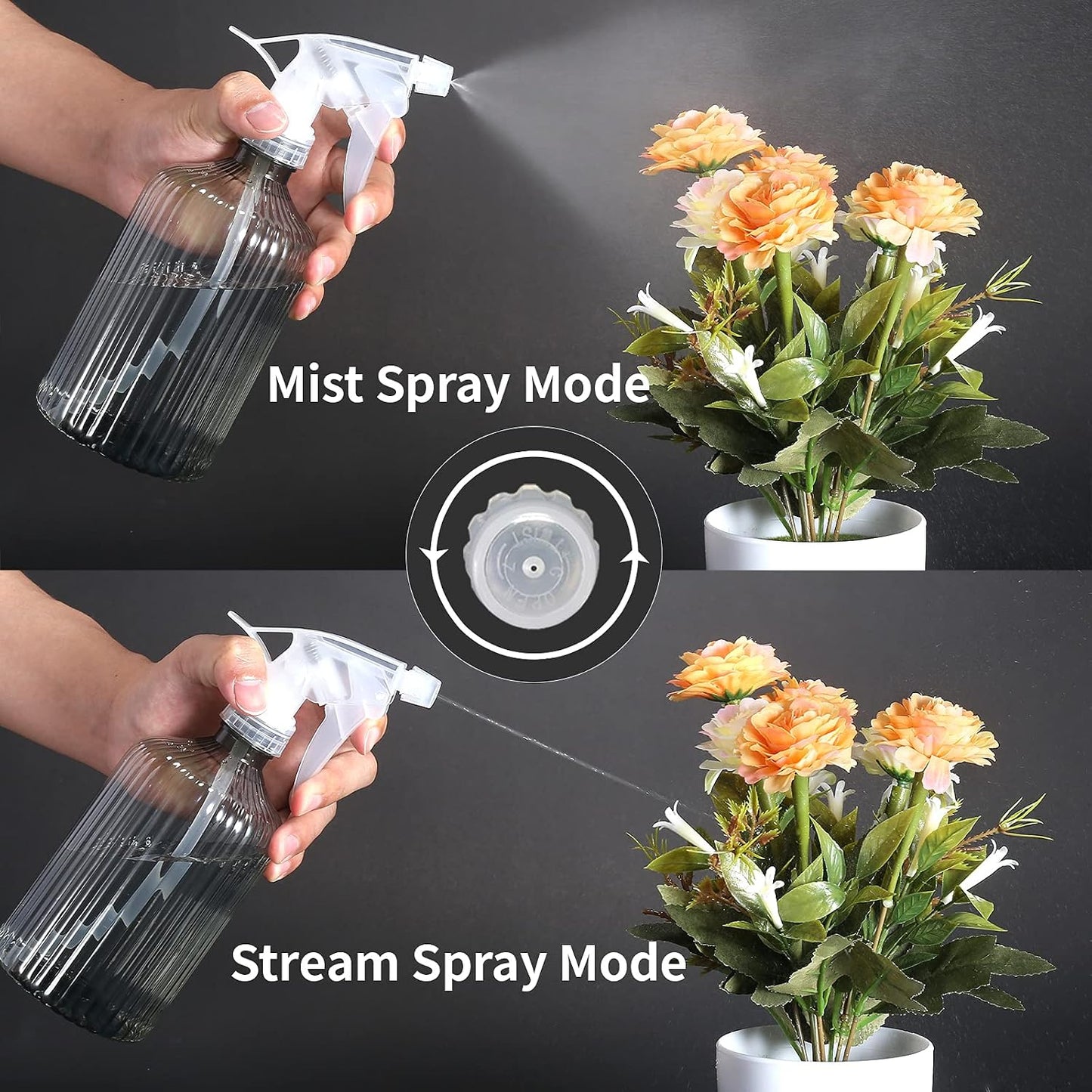 Watering Can Indoor Plants - Plant Watering Can 34 OZ, Long Spout Small Watering Can for House Plants Garden Potted Flowers with Spray Bottle, Squeeze Bottle Green