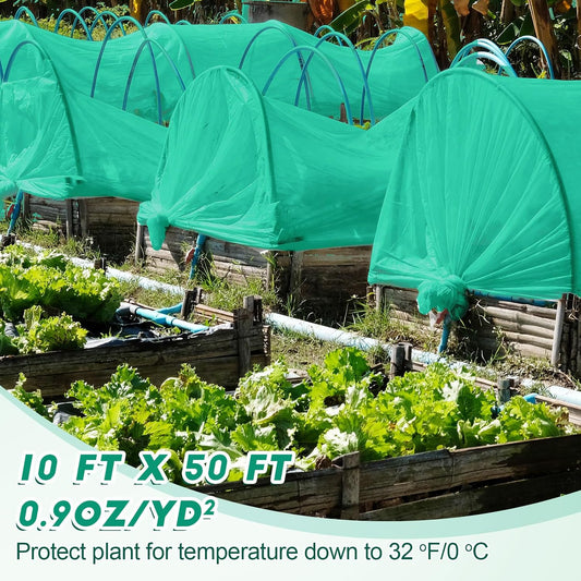 Frost Blanket Plant Covers for Freeze Winter, 10 ft x 50 ft, Green