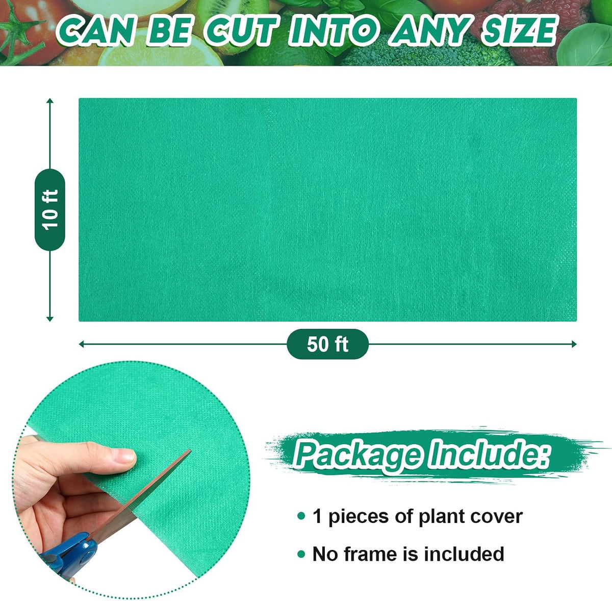 Frost Blanket Plant Covers for Freeze Winter, 10 ft x 50 ft, Green