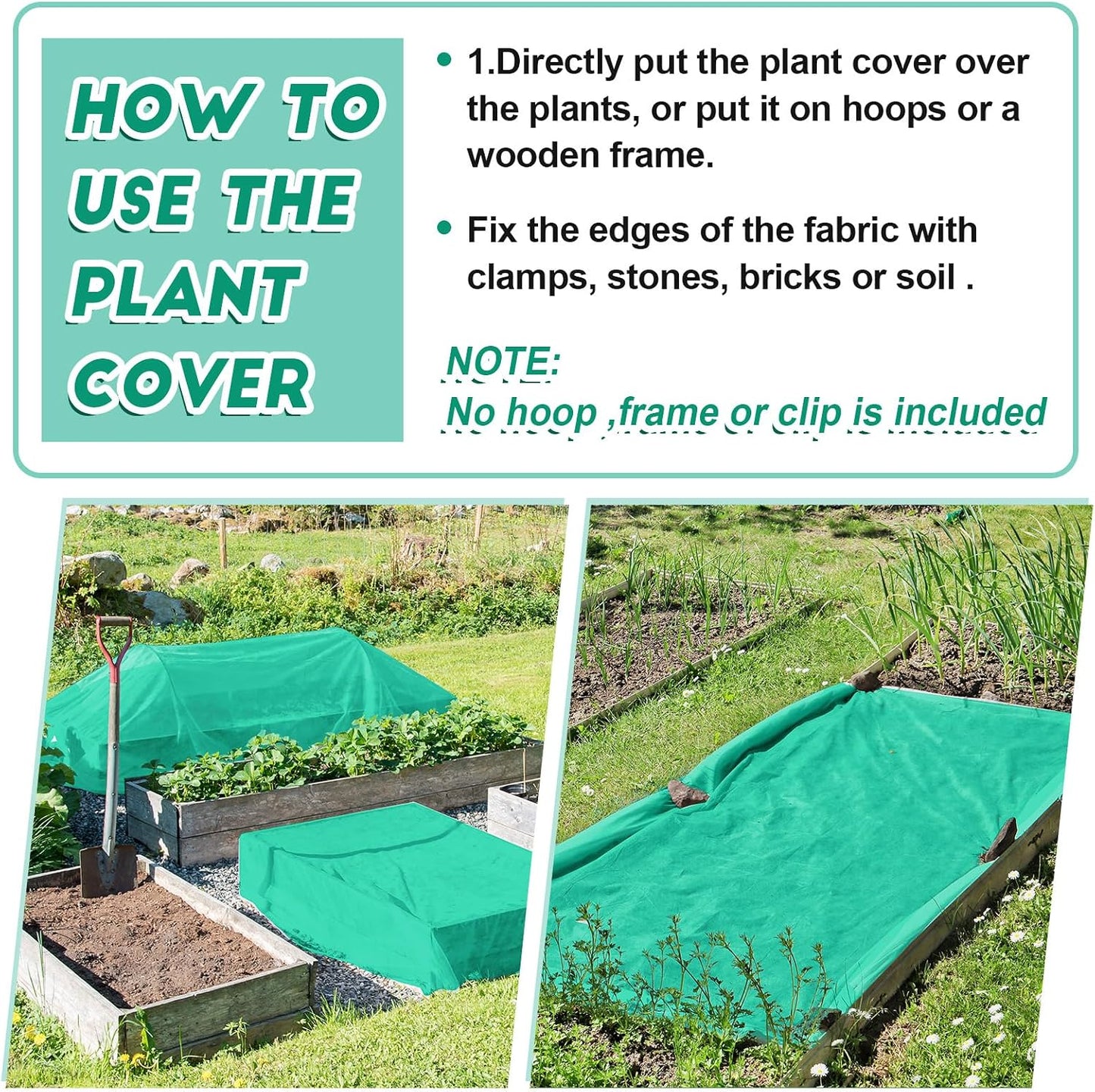 Frost Blanket Plant Covers for Freeze Winter, 10 ft x 50 ft, Green