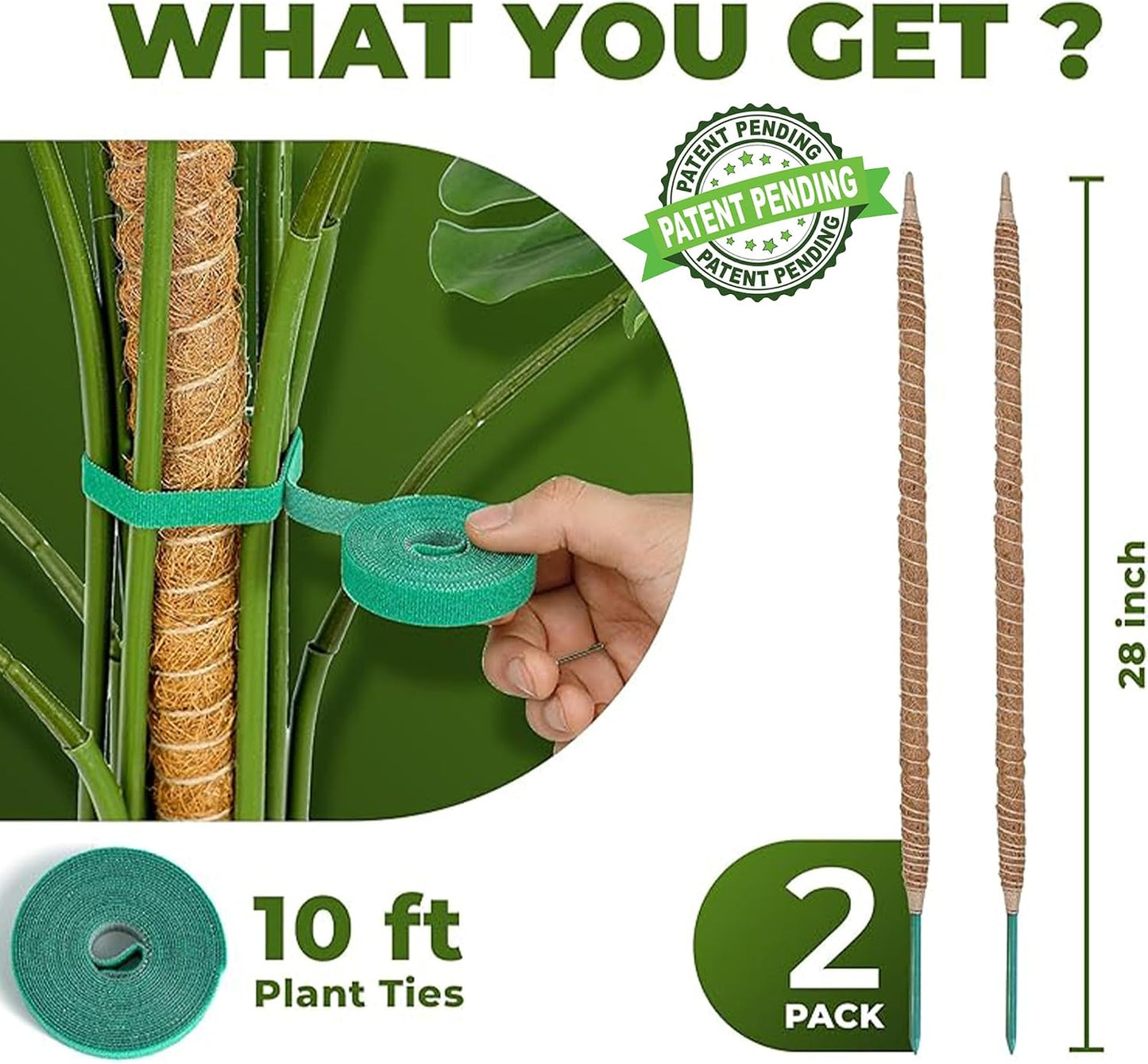 2 Pack 48'' Bendable Moss Pole Monstera Plant Support for Climbing Indoor Plants - Stakes for Potted Climbers - Tall Sticks Indoor Trellis for Houseplants - Accessories for Monstera Pot