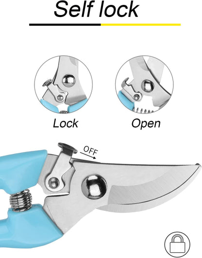 Curve Gardening Scissor with Sharp Stainless Steel Blade Garden Shears for Cutting Flowers Trimming Plants of Yard Florist Flower Rose Herb Hedge Bonsai and Fruits Picking (Pink Handle)