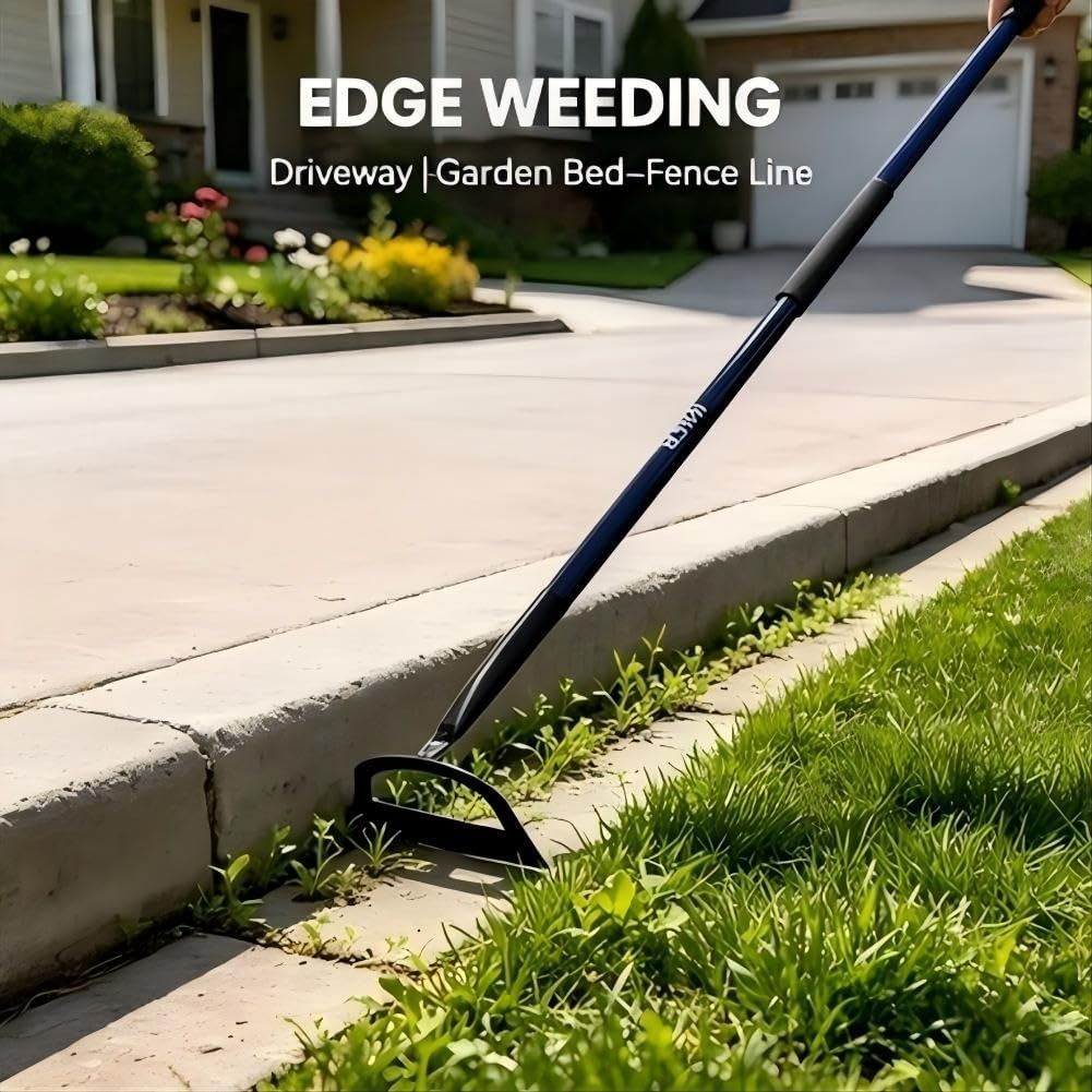 WIEKR Sharp Garden Hoe – Heavy Duty Weeding Hoe with Long Fiberglass Handle – Pre-Sharpened Blade for Easy Weeding – Large Hoe for Gardening, Farm, Field