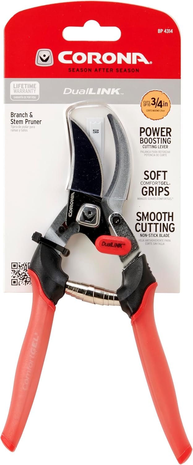 Corona BP 4314D Dual Link Bypass Pruner With Comfort Gel Grips, 3/4 Inch,Red