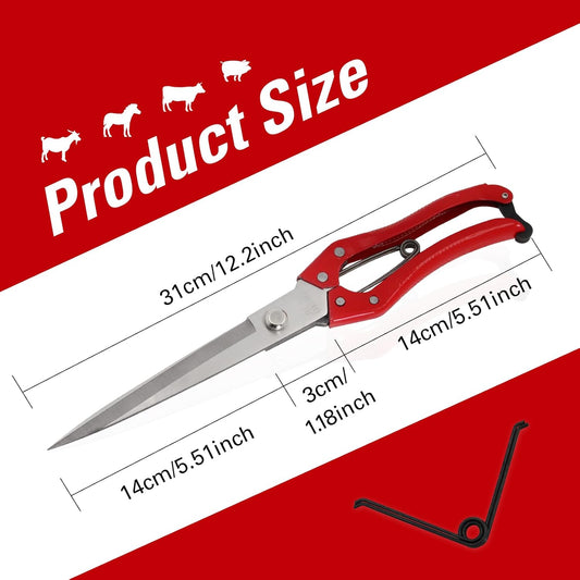 Sheep Shears Manual Stainless Steel Spring Loaded Wool Clipping Scissors