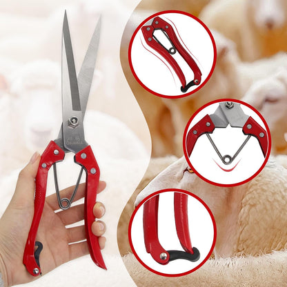 Sheep Shears Manual Stainless Steel Spring Loaded Wool Clipping Scissors