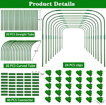 10 Sets 41.3"x32" Greenhouse Hoops Grow Tunnel for Raised Beds,Durable Rust-Free Removable Row Cover Hoops for Garden Netting DIY Kits with 30 Clips,Garden Hoops for Outdoor Vegetables Climbing Plant