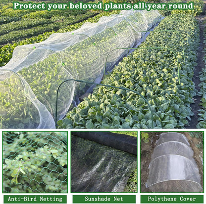 10 Sets 41.3"x32" Greenhouse Hoops Grow Tunnel for Raised Beds,Durable Rust-Free Removable Row Cover Hoops for Garden Netting DIY Kits with 30 Clips,Garden Hoops for Outdoor Vegetables Climbing Plant