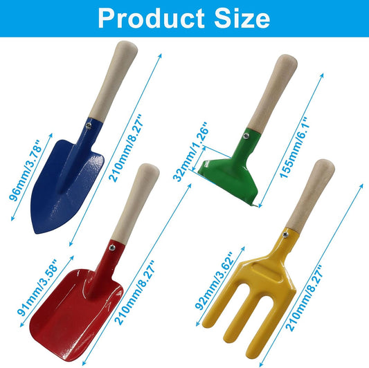 4 Pack Metal Garden Tool Set, Mini Colorful Beach Tool for Kids